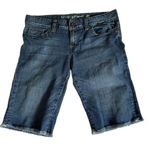 Guess Womens Shorts 29 Blue Jean Denim Bermuda Short Casual Medium Wash 9"